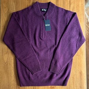 Westport Black Baseball Collar Quarter-Zip Men’s Sweater. Size LT